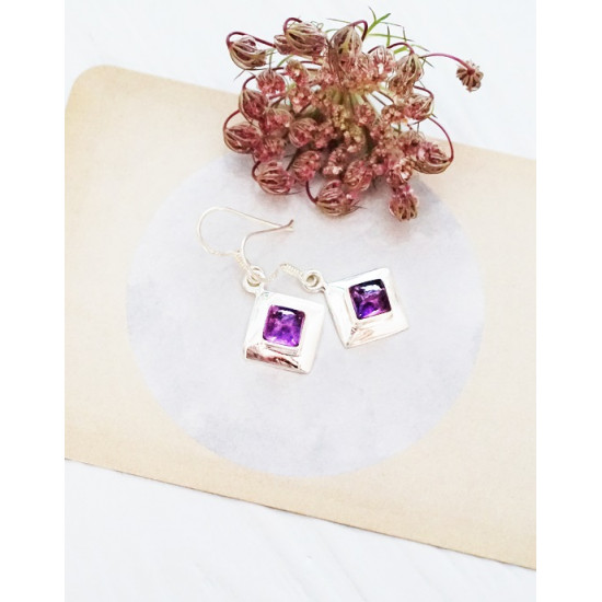 AMETHYST earrings square (silver 925) JEWELRY AMETHYST earrings square (silver 925) JEWELRY