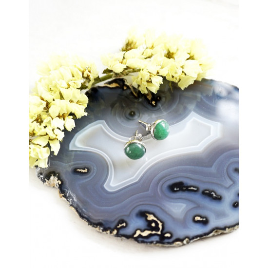 GREEN AVENTURINE earrings half spot (silver 925) GREEN AVENTURINE earrings half spot (silver 925)