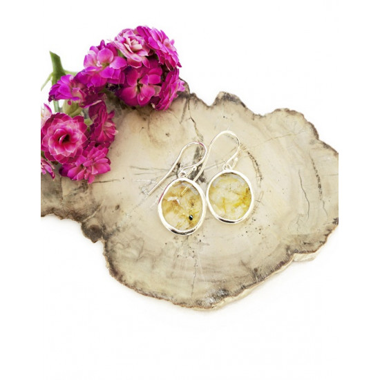 RUTILATED QUARTZ different shaped earrings (silver 925) RUTILATED QUARTZ different shaped earrings (silver 925)