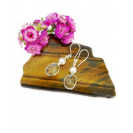 SIDRUNKVARTS, PERIDOOT JA PÄRL kõrvarõngad (hõbe 925)