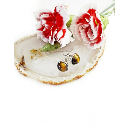 TIGER'S EYE half spot earrings (silver 925) JEWELRY TIGER'S EYE half spot earrings (silver 925) JEWELRY