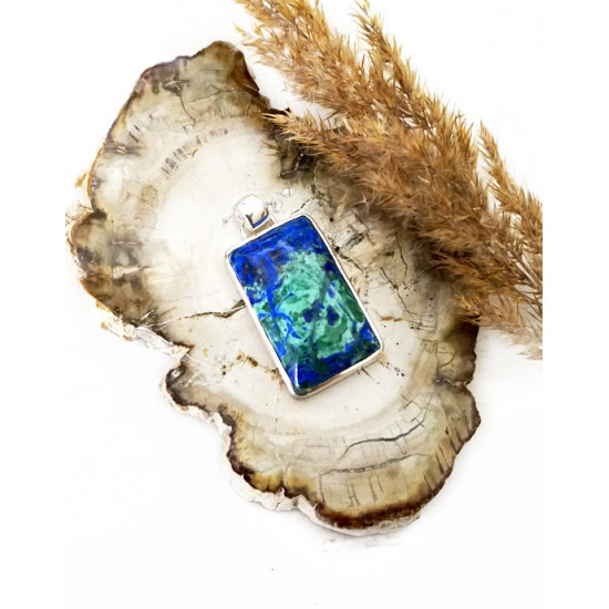AZURITE-MALACHITE pendant square (silver 925) AZURITE-MALACHITE pendant square (silver 925)