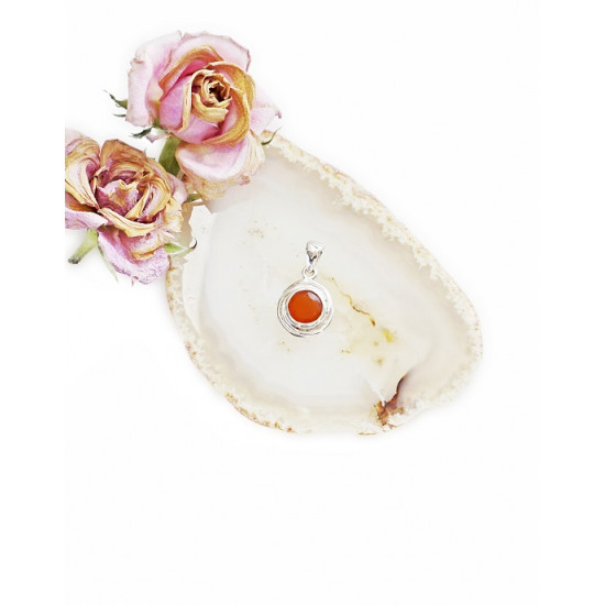 CARNELIAN pendant round (silver 925) JEWELRY CARNELIAN pendant round (silver 925) JEWELRY