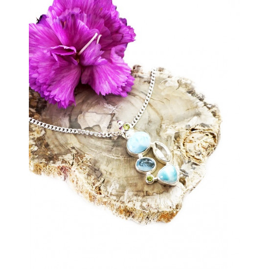 LARIMAR, AQUAMARINE, TOPAZ and PERIDOT pendant (silver 925) LARIMAR, AQUAMARINE, TOPAZ and PERIDOT pendant (silver 925)