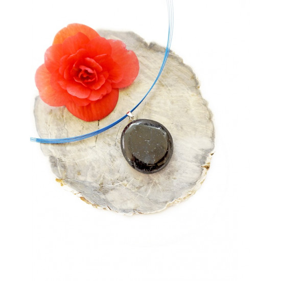 BLACK TOURMALINE pendant flatstone (silver 925) JEWELRY BLACK TOURMALINE pendant flatstone (silver 925) JEWELRY