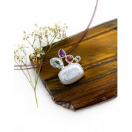 DRUZY AHHAAT, SININE TOPAAS, HÕBE TOPAAS, ROOSA TURMALIIN, AMETÜST ripats (hõbe)