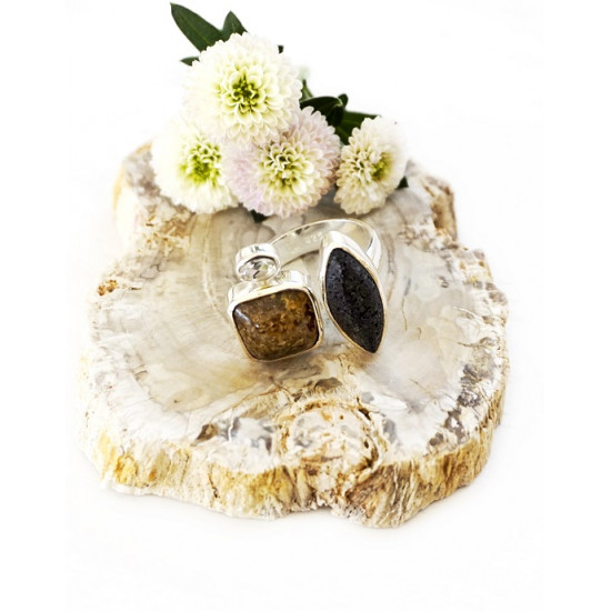 BRONSIIT, LAAVA ja HÕBE TOPAAS sõrmus (hõbe 925) JEWELLERIES BRONSIIT, LAAVA ja HÕBE TOPAAS sõrmus (hõbe 925) JEWELLERIES