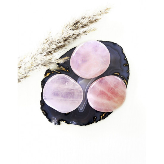 ROSE QUARTZ flatstone CRYSTALS ROSE QUARTZ flatstone CRYSTALS