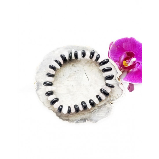 BLACK TOURMALINE AND ROSE QUARTZ bracelet button JEWELLERIES BLACK TOURMALINE AND ROSE QUARTZ bracelet button JEWELLERIES