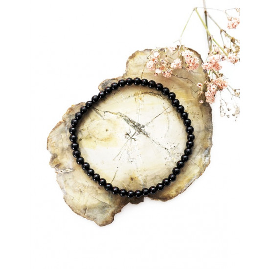 BLACK TOURMALINE bracelet (pearl 4 mm) JEWELRY BLACK TOURMALINE bracelet (pearl 4 mm) JEWELRY