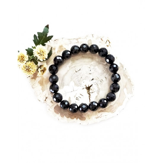 BLACK TOURMALINE bracelet (faceted pearl 10 mm) BLACK TOURMALINE bracelet (faceted pearl 10 mm)