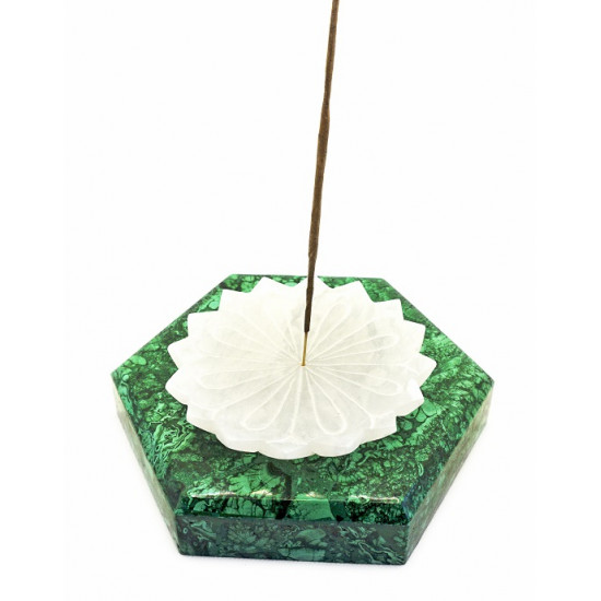SELENITE incense holder with flower SELENITE incense holder with flower