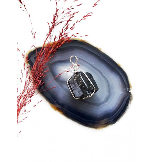BLACK TOURMALINE pendant (wired) JEWELRY BLACK TOURMALINE pendant (wired) JEWELRY