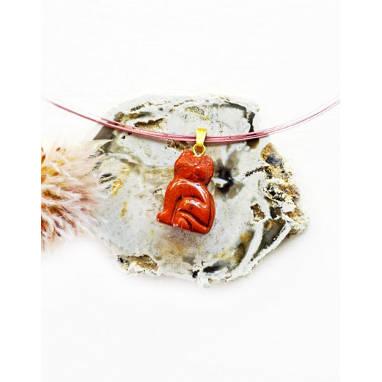 КРАСНАЯ ЯШМА кулон кошка (металл) ЮВЕЛИРНЫЕ ИЗДЕЛИЯ