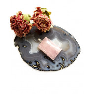 ROOSA KVARTS ripats ristkülik (metall) ROOSA KVARTS ripats ristkülik (metall)