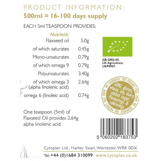 CYTOPLAN organic FLAXSEED OIL SPECIAL OFFERS CYTOPLAN organic FLAXSEED OIL SPECIAL OFFERS