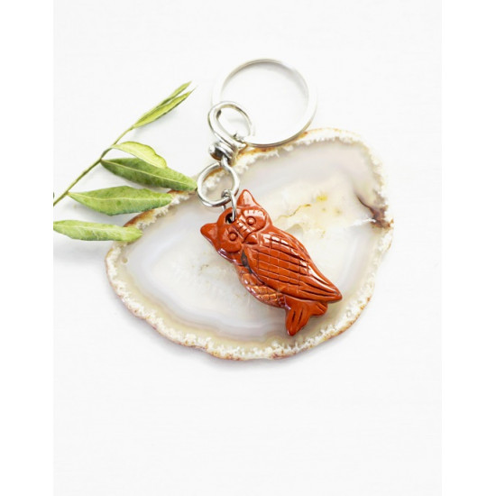 RED JASPER keychain owl MAGICAL TOOLS RED JASPER keychain owl MAGICAL TOOLS