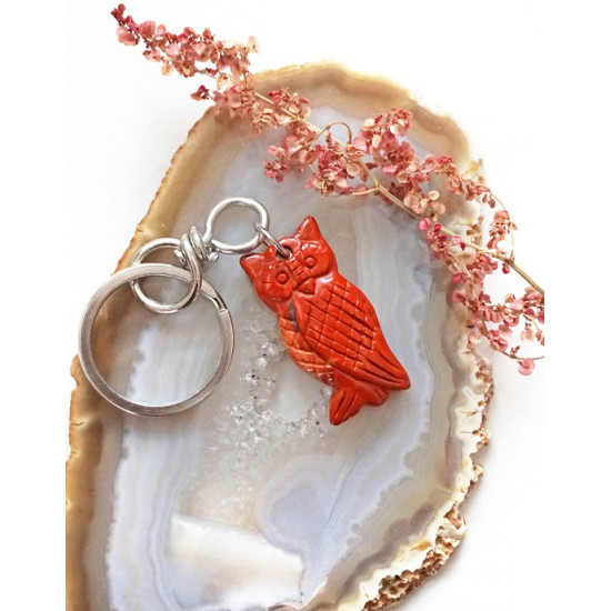RED JASPER keychain owl MAGICAL TOOLS RED JASPER keychain owl MAGICAL TOOLS